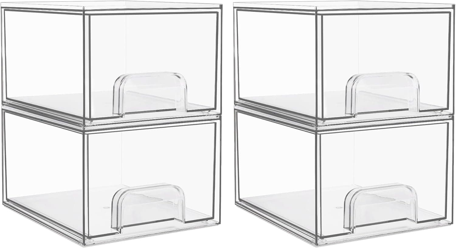 Vtopmart 4 Pack Clear Small Stackable Storage Drawers